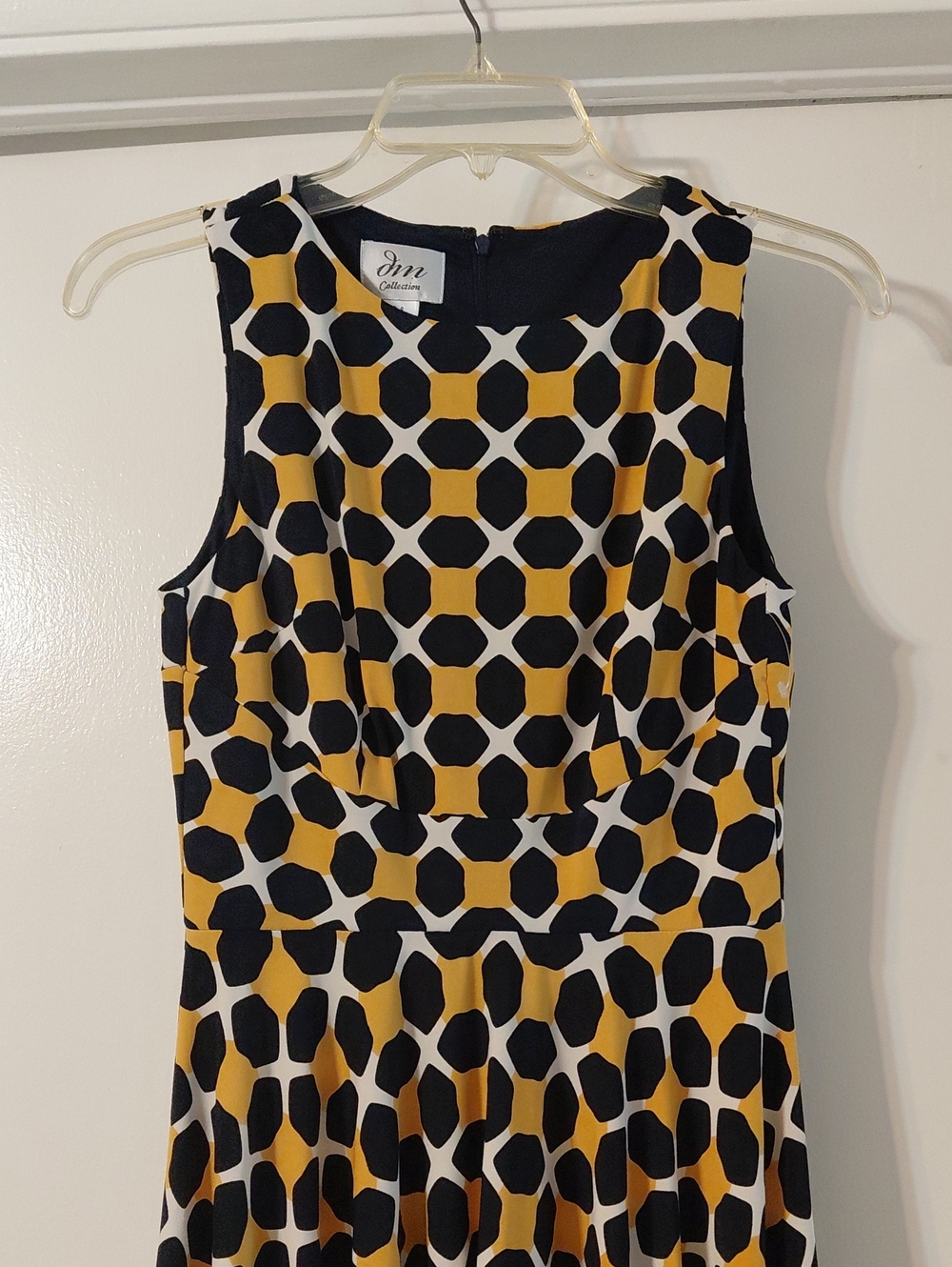 JM Collection Yellow and Navy Geometric Midi Dress